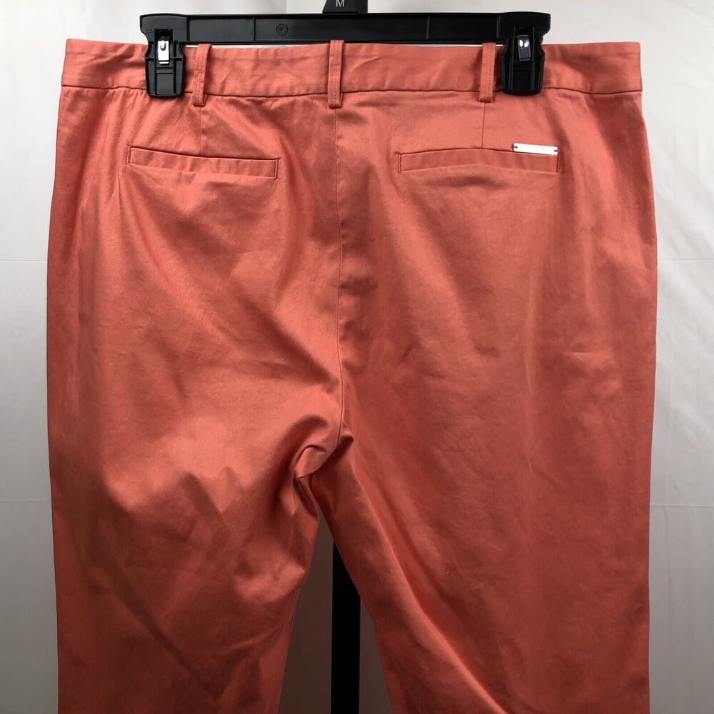 Michael Kors Chino Pants Women 10 Peach Stretch Cotton Trouser Pockets Logo - Picture 4 of 12